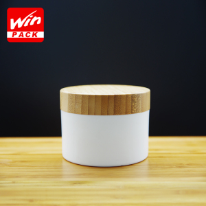 sample free 30g white plastic skin care cream storage jar with bamboo lid 