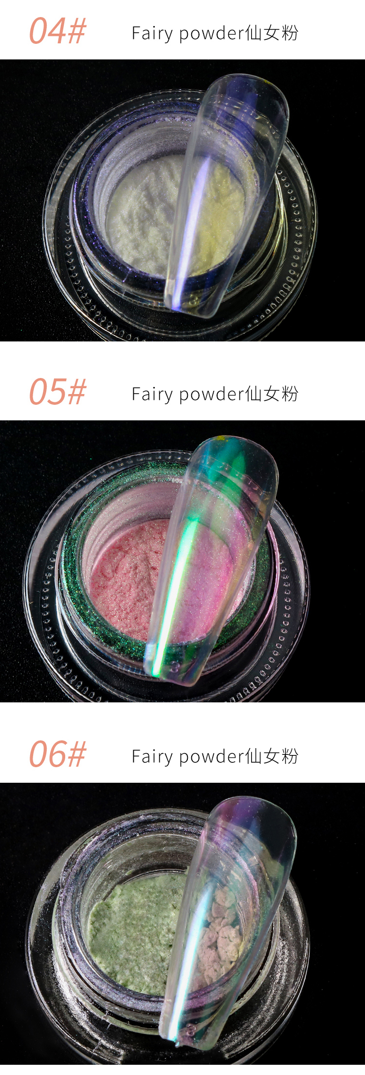 Nail powder Nude Mermaid Powder gradually changing effect neon powder for nail salon use