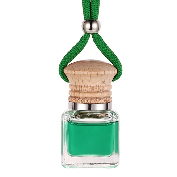 Empty Fashion Clear Mini Wooden Cap Hanging Car Perfume Air Fresheners Bottle 