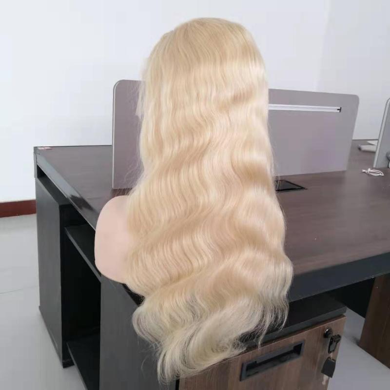 613 Full Lace Wig Human Hair Body Wave, Transparent Lace Colour Remy #613 Blonde 100% Virgin Human Hair Full Lace Wigs 