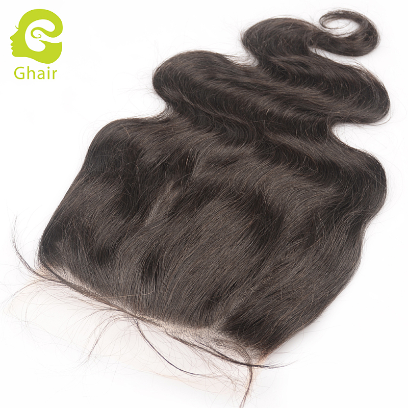Ghair wholesale 9A+ 7x7 HD Lace closures raw virgin human hair body wave 1B# 10"-20"