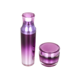 Luxury Purple Acrylic cosmetic lotion bottle and cream jar set cosmetic jar and bottle set