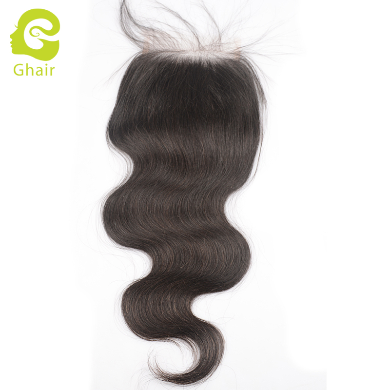 Ghair wholesale 9A+ 4x4 HD Lace closures raw virgin human hair body wave 1B# 10"-20"