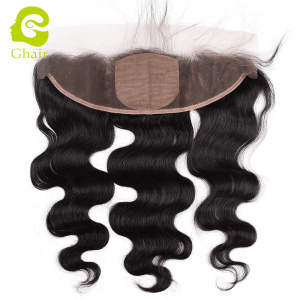 Ghair wholesale 9A+ 13x4 silk base closures raw virgin human hair body wave 1B# 10"-20"