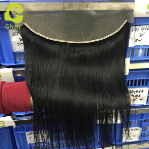 Ghair wholesale 9A+ 13x4 transparent lace frontals raw virgin human hair straight wave 1B# 10"-20"