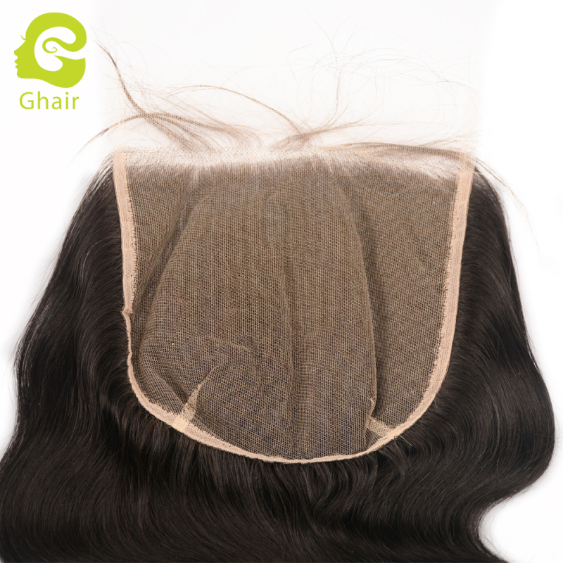 Ghair wholesale 9A+ 6x6 HD Lace closures raw virgin human hair body wave 1B# 10"-20"