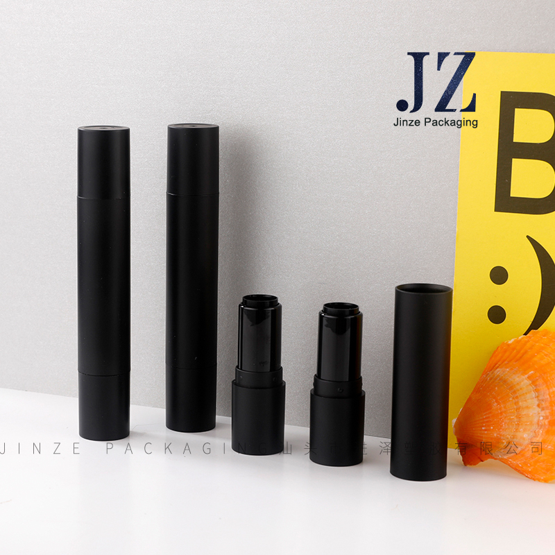 Jinze 2 in 1 black color lipstick tube lip balm container hair carry pen packaging 