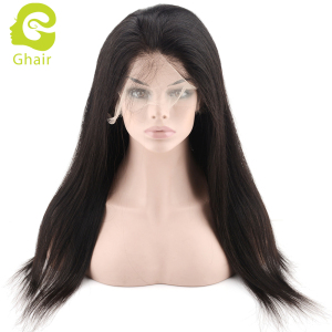 Ghair wholesale 9A+ full lace wig raw virgin human hair straight wave 1B# 10"-26"
