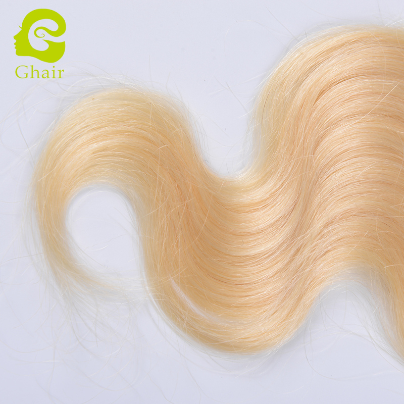 Ghair wholesale 10A+ 4x4 regular lace closures raw virgin human hair body wave 613# 10"-20"