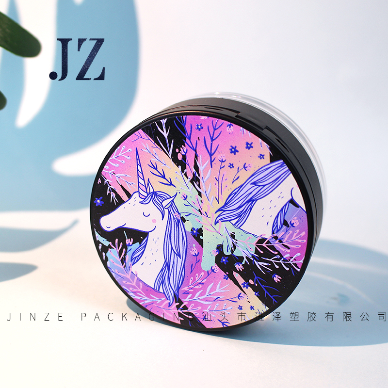 jinze 3d printer cute unicorn loose powder case with mirror and sifter loose eyeshadow jar pot 
