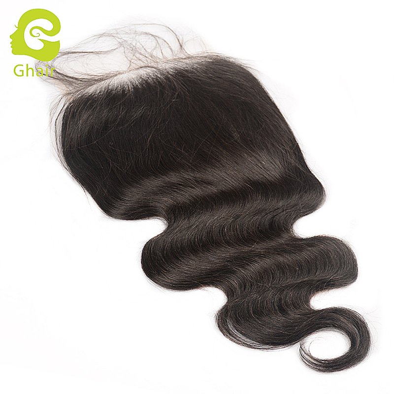 Ghair wholesale 9A+ 6x6 HD Lace closures raw virgin human hair body wave 1B# 10"-20"