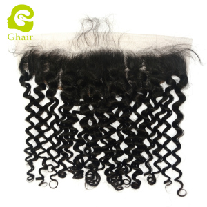 Ghair wholesale 9A+ 13x4 transparent lace frontals raw virgin human hair Italian curly 1B# 10"-20"