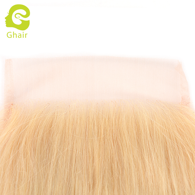 Ghair wholesale 10A+ 5x5 regular lace closures raw virgin human hair straight wave 613# 10"-20"