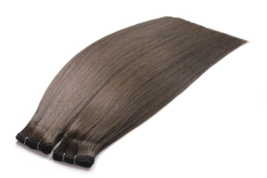 Custom made dark brown color hand tied weft hair extension