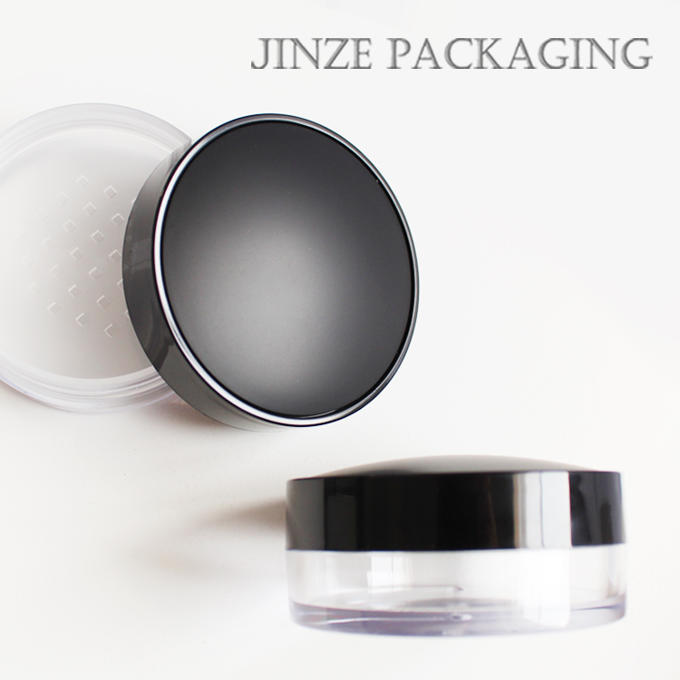 5g cap black round empty loose powder jars mini powder case 