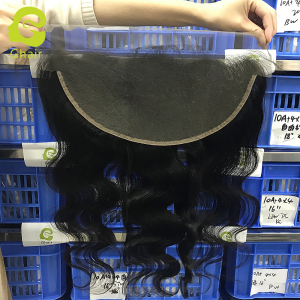 Ghair wholesale 9A+ 13x6 transparent lace frontals raw virgin human hair body wave 1B# 10"-20"