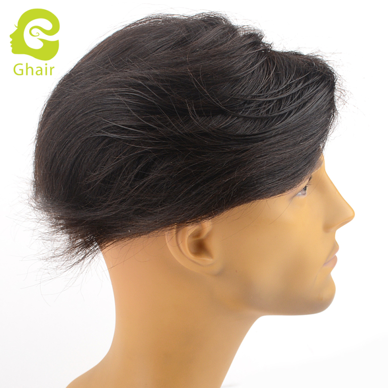 Ghair wholesale men toupee mono egg style Indian virgin human hair straight 1B# 6x8 7x9 8x10 9x11 6"-8" hair length