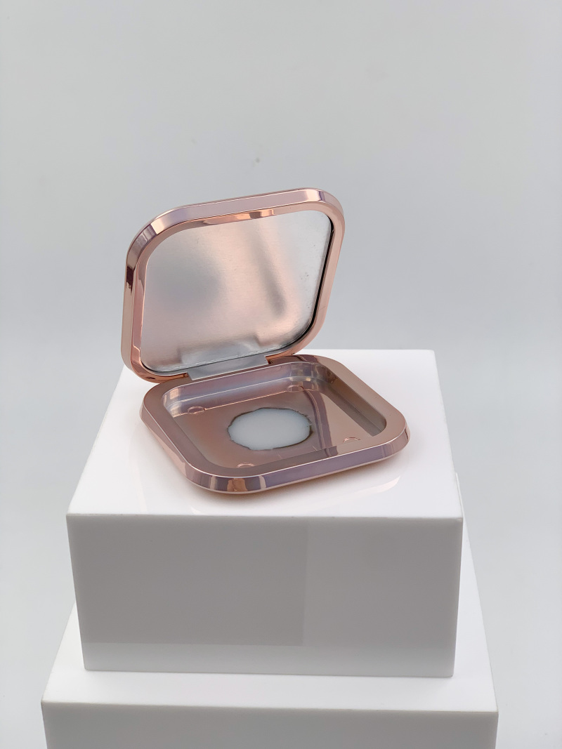 magnetic fancy Plastic Cosmetics pressed powder empty square metallic highlighter bronzer blush empty make up Compact Case