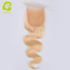 Ghair wholesale 10A+ 4x4 regular lace closures raw virgin human hair body wave 613# 10"-20"