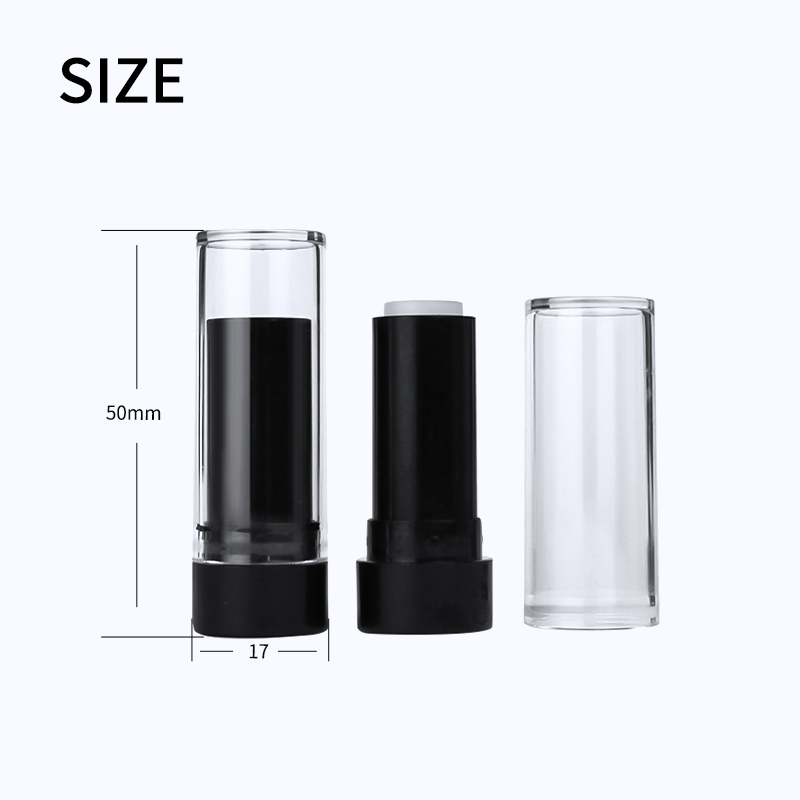 Jinze 9.1mm clear lid round shape mini black lipstick tube lip balm container 