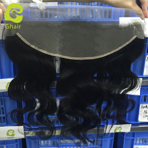 Ghair wholesale 9A+ 13x4 transparent lace frontals raw virgin human hair body wave 1B# 10"-20"