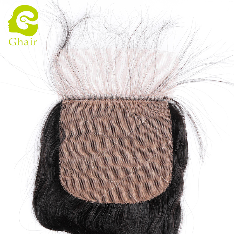 Ghair wholesale 9A+ 4x4 silk base closures raw virgin human hair body wave 1B# 10"-20"