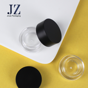 jinze matte black lid with clear bottom lip balm jar eyeshadow cream container
