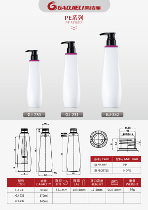 Gaojieli  cosmetics  daily necessities bottle HDPE plastic packaging