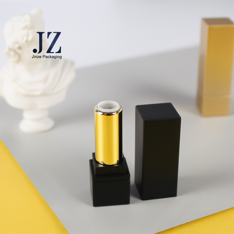 jinze square matte gold or black mini size lipstick tube lip balm container