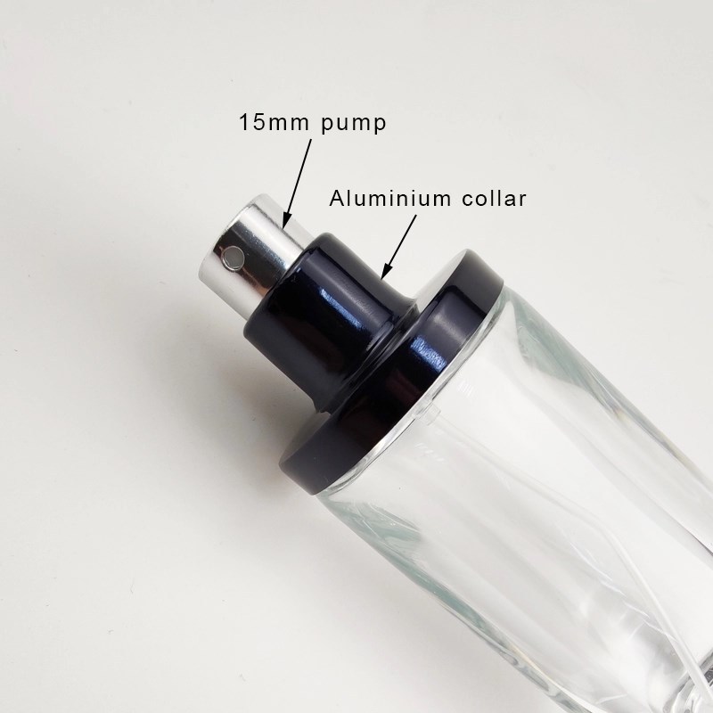30 ml cylinder round slim polish crystal clear transparent spray crimp neck perfume bottle with magnetic plastic cap 