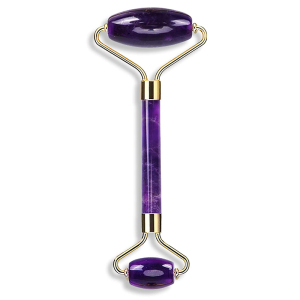Amethyst Jade Roller for Face Portable Double Headed Stone Facial Roller Massager Face Slimming Lift Massage