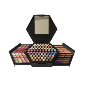 Big professional makeup palette with nake eyeshadow, blusher and lip gloss 