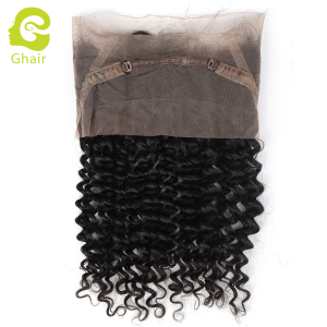 Ghair wholesale 9A+ 360 regular lace closures raw virgin human hair deep curly 1B# 10"-20"