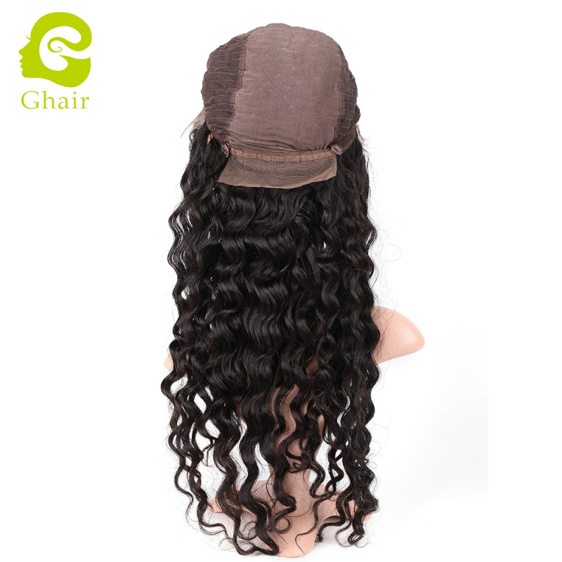 Ghair wholesale 9A+ 13x4 lace frontal wig raw virgin human hair loose deep wave 1B# 10"-26"