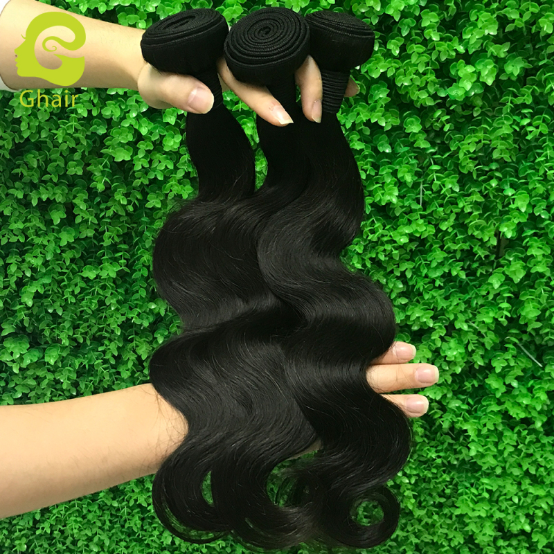 Ghair Wholesale 10A Raw Virgin Human Hair Bundles Body Wave 1b#  10"-28"