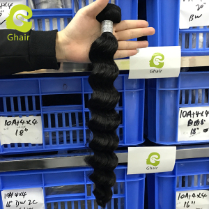 Ghair Wholesale 9A Raw Virgin Human Hair Bundles Loose Deep Wave 1b# 10"-30"