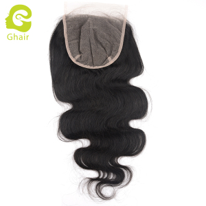 Ghair wholesale 9A+ 6x6 regular lace closures raw virgin human hair body wave 1B# 10"-20"