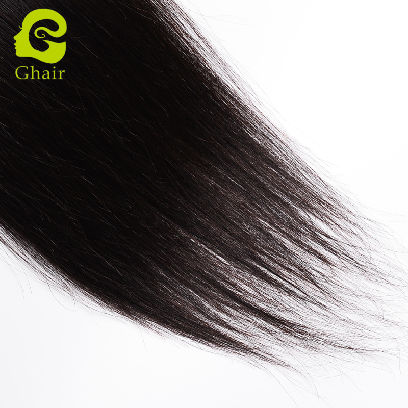 Ghair wholesale 9A+ 5x5 regular lace closures raw virgin human hair straight wave 1B# 10"-20"