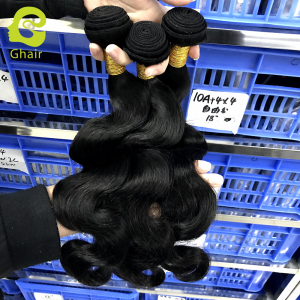 Ghair Wholesale 9A+ Raw Virgin Human Hair Bundles Body Wave 1b# 10"-30"