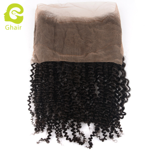 Ghair wholesale 9A+ 360 regular lace closures raw virgin human hair kinky curly 1B# 10"-20"