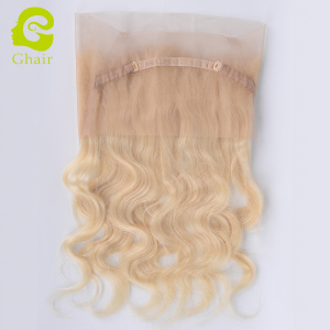 Ghair wholesale 10A+ 360 regular lace closures raw virgin human hair body  wave 613# 10"-20"
