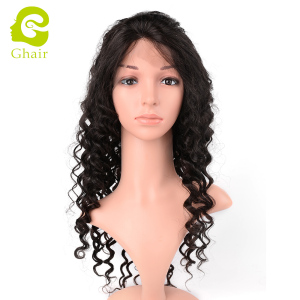 Ghair wholesale 9A+ 13x4 lace frontal wig raw virgin human hair loose deep wave 1B# 10"-26"