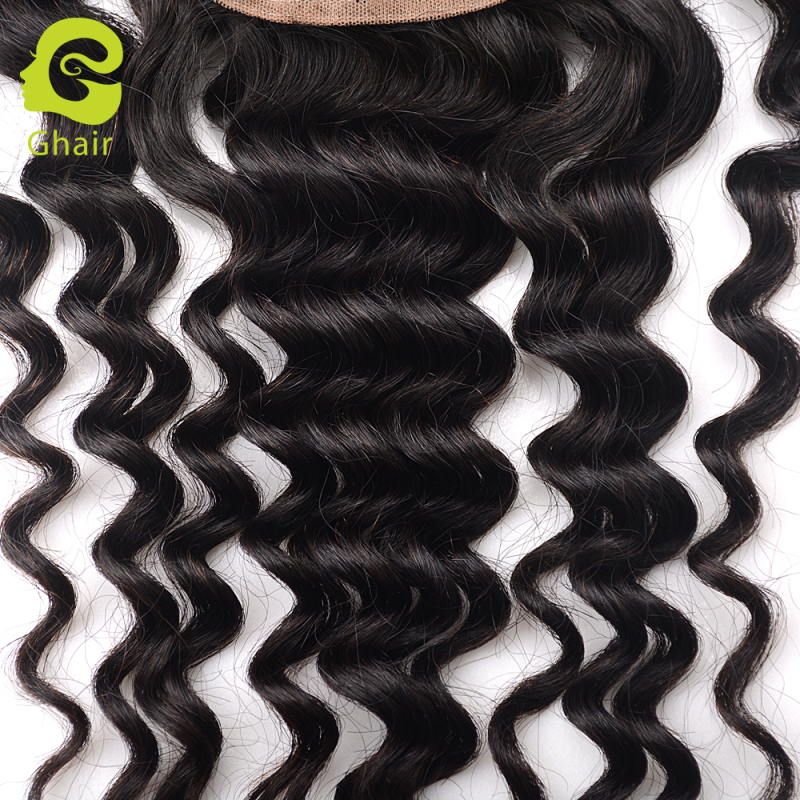 Ghair wholesale 10A+ 5x5 regular lace closures raw virgin human hair deep wave 1B# 10"-20"