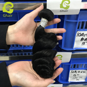 Ghair Wholesale 9A Raw Virgin Human Hair Bundles Single Loose Wave 1b# 10"-30"