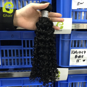 Ghair Wholesale 9A Raw Virgin Human Hair Bundles  Deep Curly 1b# 10"-30"