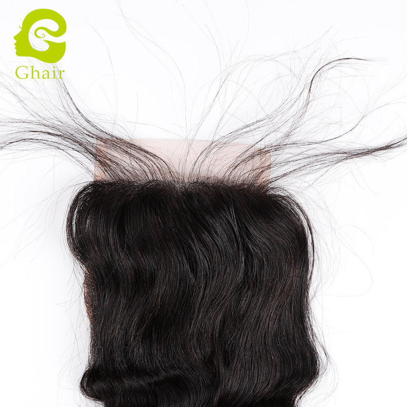 Ghair wholesale 9A+ 4x4 regular lace closures raw virgin human hair single loose wave 1B# 10"-20"