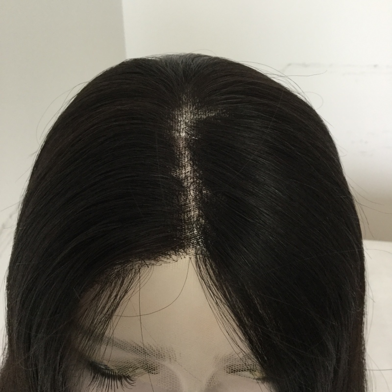 Virgin human hair braided lace top front kosher jewish wig 