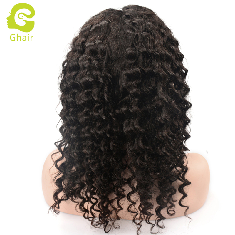 Ghair wholesale 9A+ Full lace wig raw virgin human hair deep wave 1B# 10"-26"