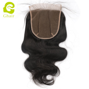 Ghair wholesale 9A+ 7x7 regular lace closures raw virgin human hair body wave 1B# 10"-20"