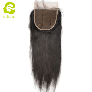 Ghair wholesale 10A+6x6 regular lace closures raw virgin human hair straight wave 1B# 10"-20"